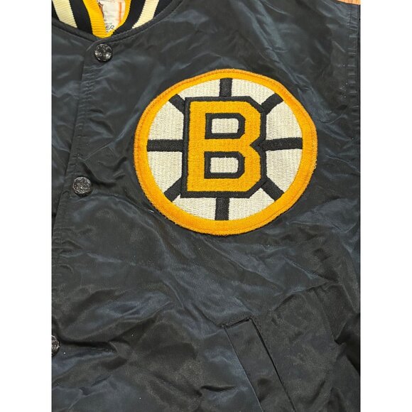 Vintage 1980's Starter Boston Bruins NHL Hockey Satin Jacket Black Men's Medium - Picture 5 of 7